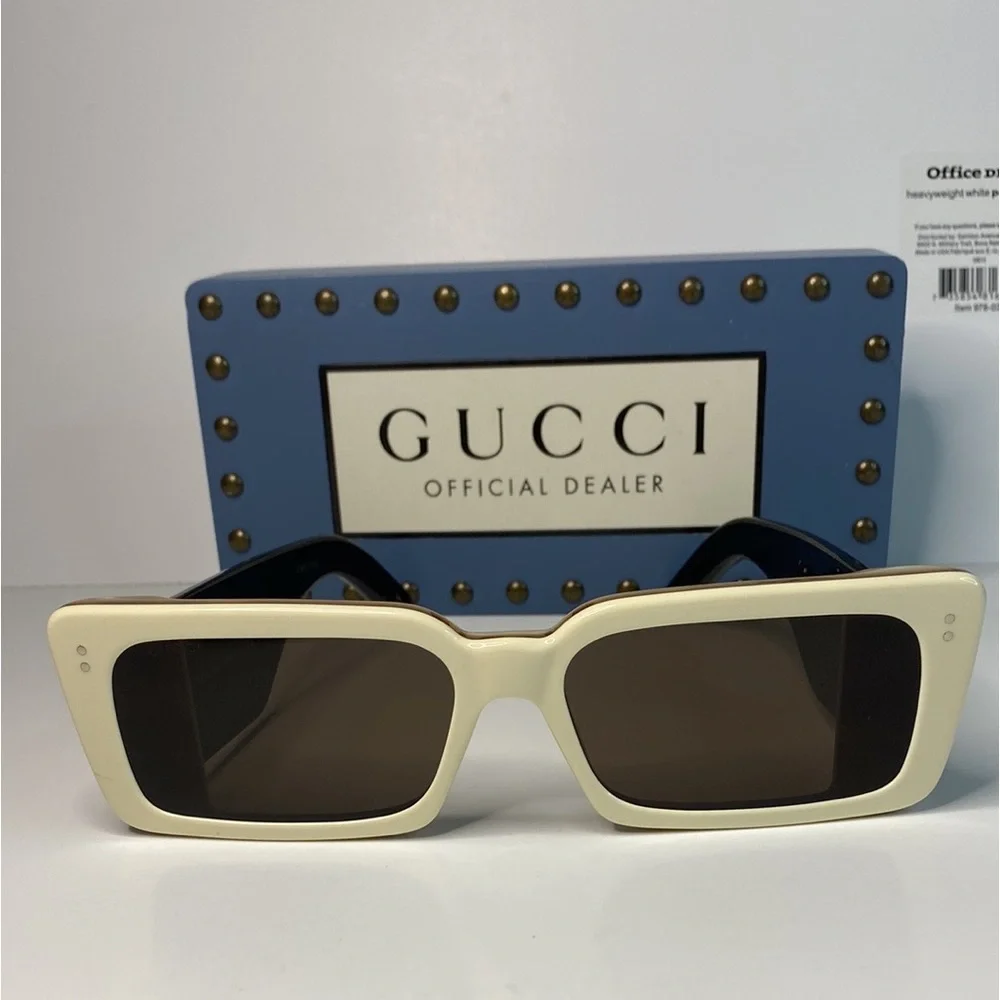 New GUCCI Acetate Rectangular Flap GG0543S Sunglasses White Black